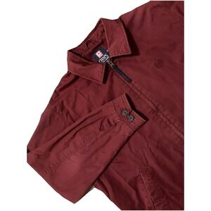 Vintage 90s Chaps Ralph Lauren Full Zip Jacket Crest Sz M Burgundy Red Casual